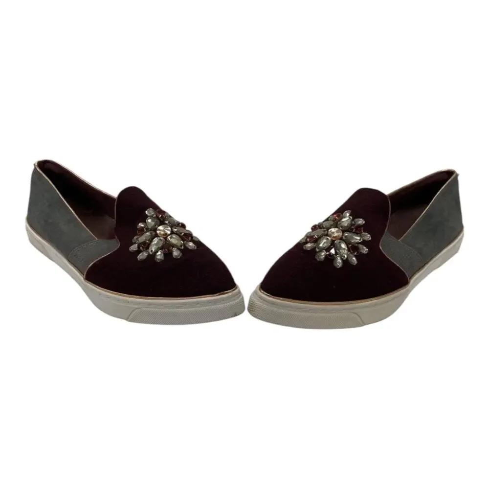 Ted Baker London Kulei Jewel-Embellished Velvet & Suede Slip-On Sneakers - Picture 2 of 7